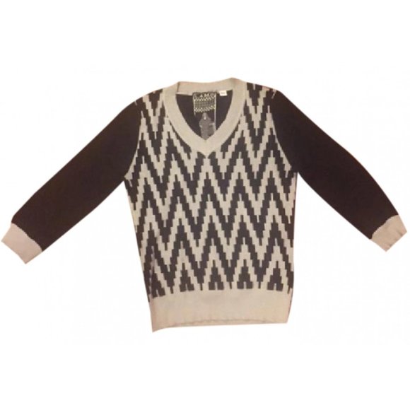 Lamb three quarter sleeve geometric sweater - Picture 1 of 4